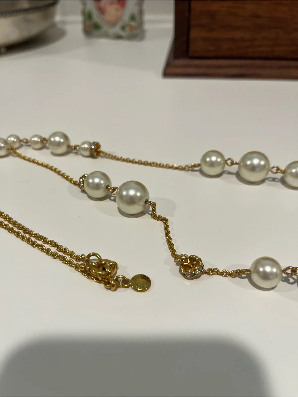 J. Crew Gold-tone Chain Necklace with Cream Pearls